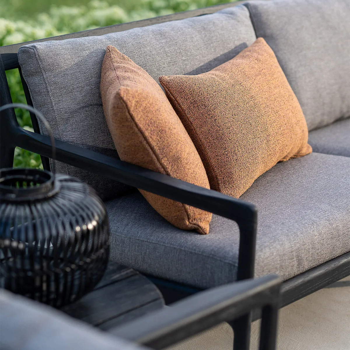 Jack Outdoor Fabric 4 Seater Sofa (Teak Black, Mocha)