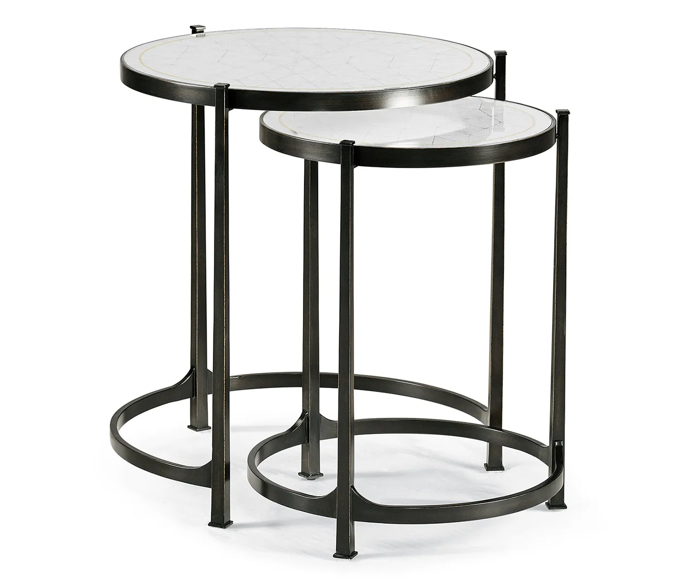 JC Modern - Luxe Collection - glomis & Bronze Iron Round Nest of Tables