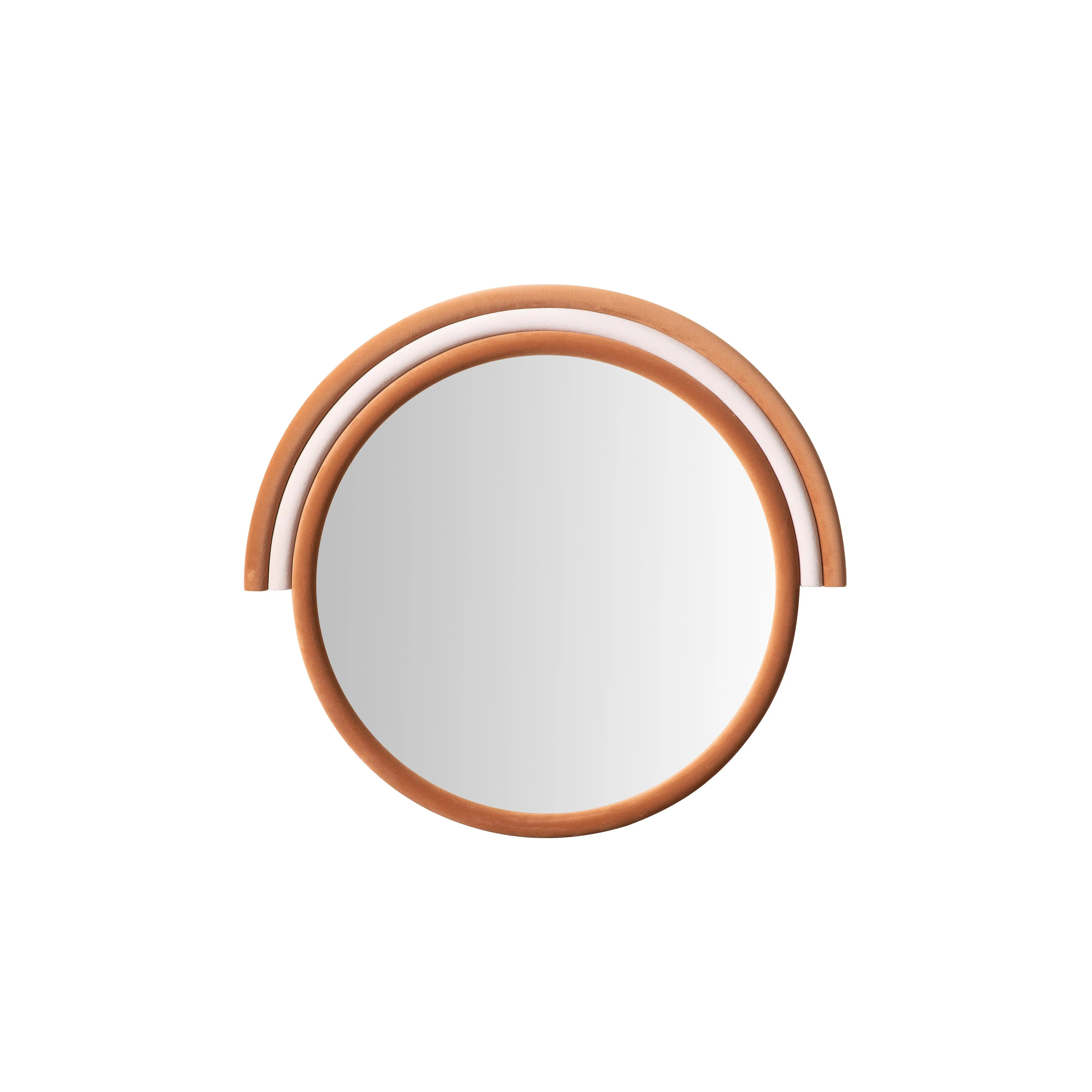 Lally Terracotta Velvet Round Wall Mirror
