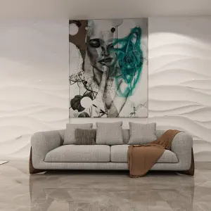 Light gray sofa Chanel fabric 235x88x45 cm