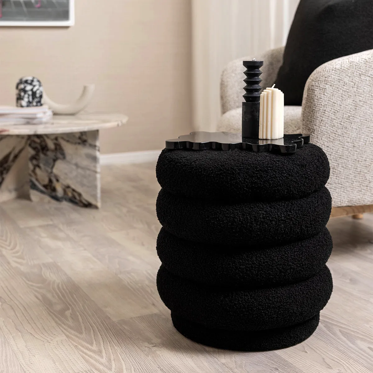 Lucia Round Boucle Ottoman