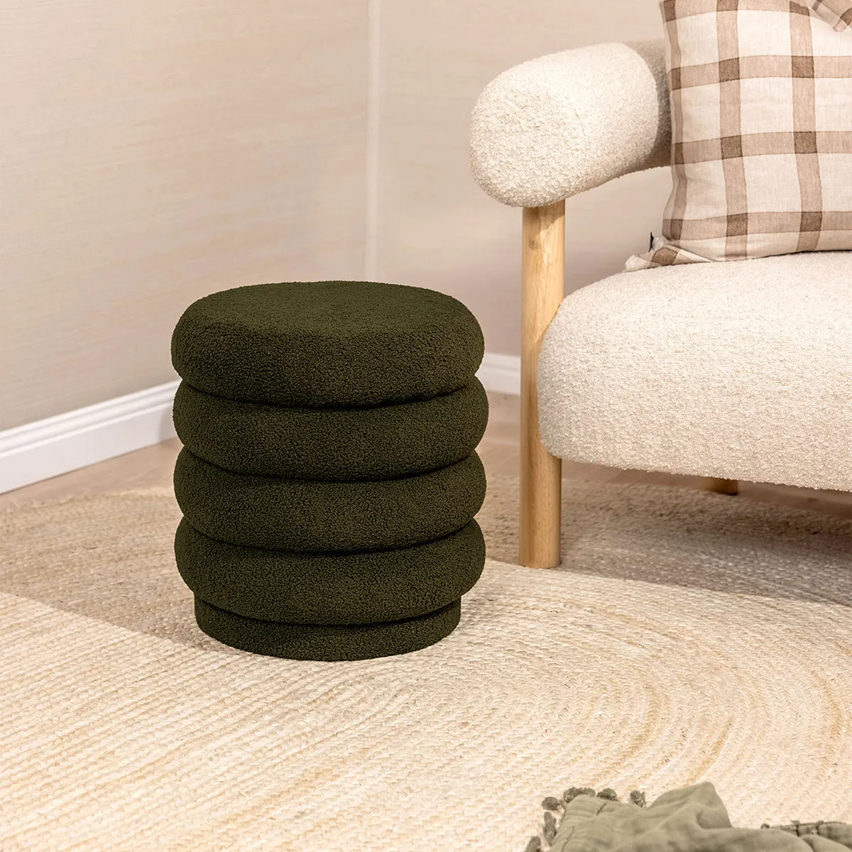 Lucia Round Boucle Ottoman