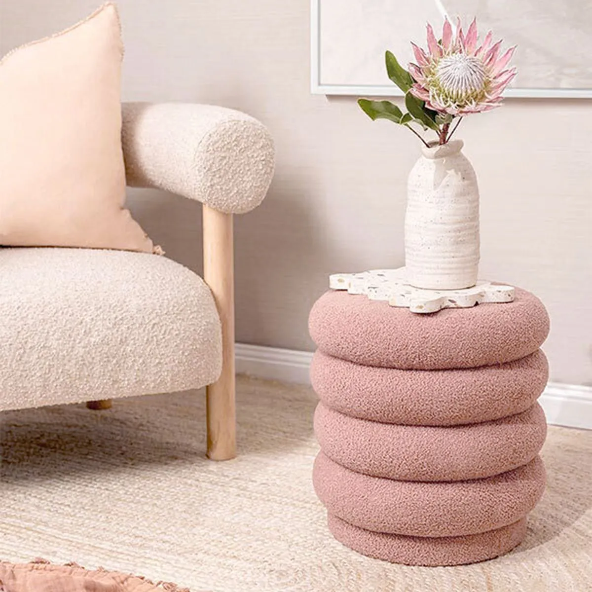 Lucia Round Boucle Ottoman