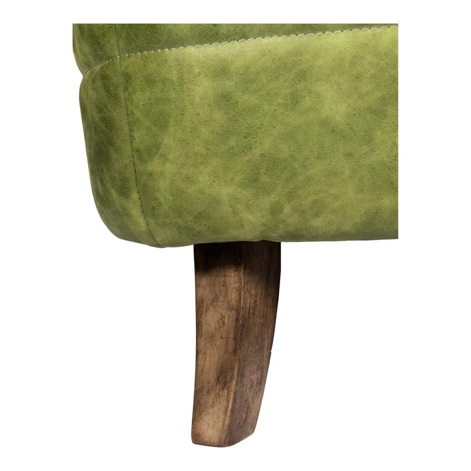 Magdelan Tufted Leather Sofa Jungle Grove Green Leather