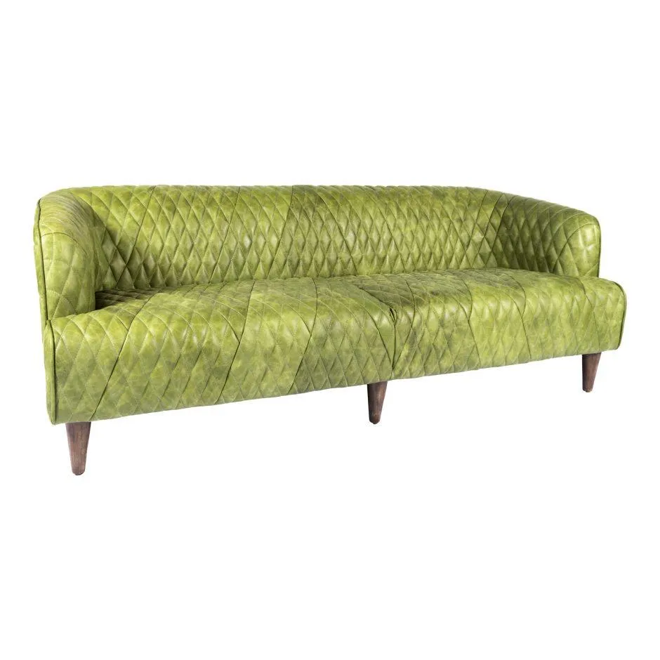 Magdelan Tufted Leather Sofa Jungle Grove Green Leather