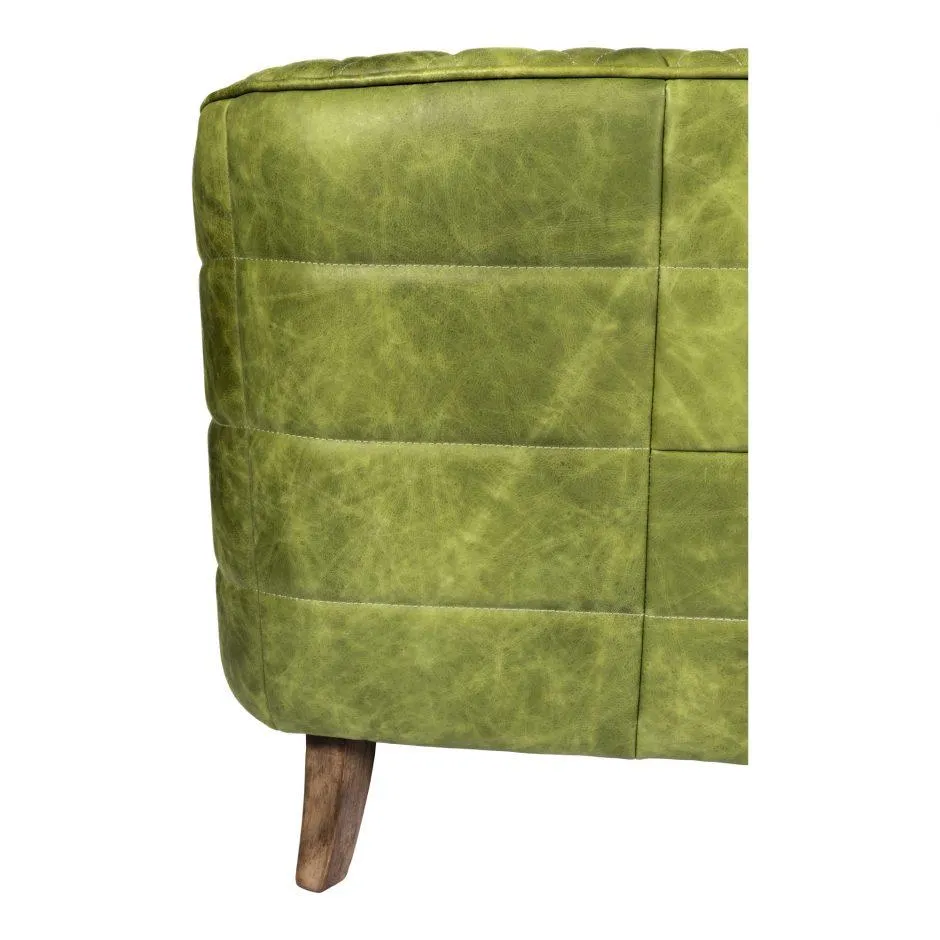 Magdelan Tufted Leather Sofa Jungle Grove Green Leather