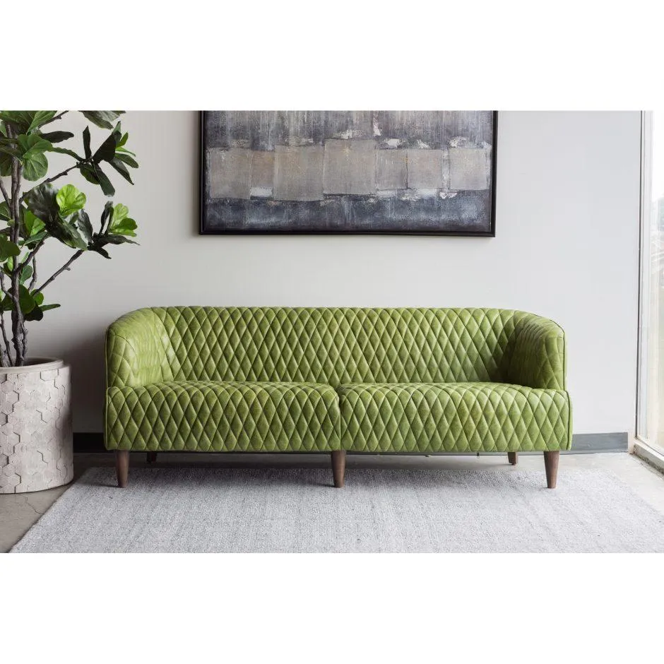 Magdelan Tufted Leather Sofa Jungle Grove Green Leather