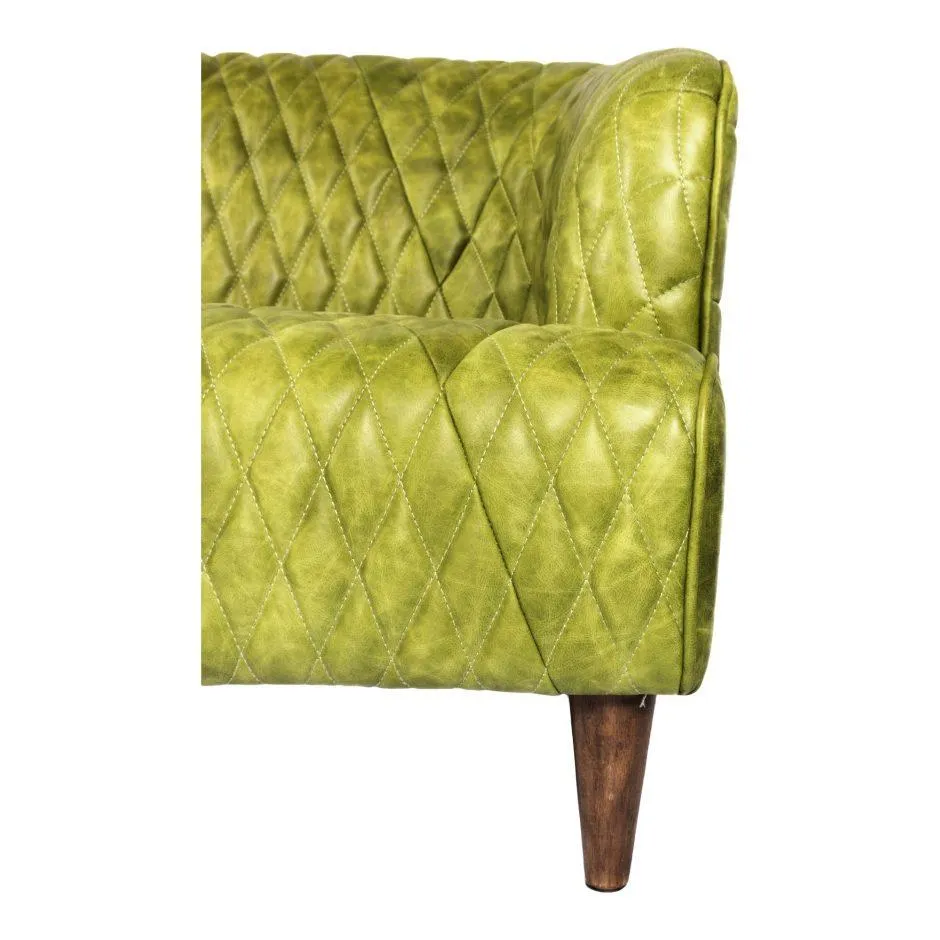 Magdelan Tufted Leather Sofa Jungle Grove Green Leather