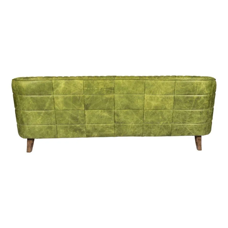 Magdelan Tufted Leather Sofa Jungle Grove Green Leather