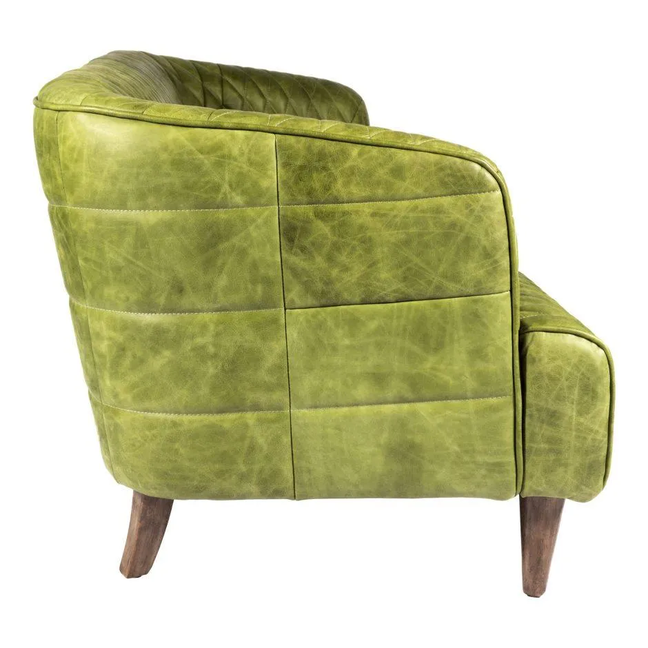 Magdelan Tufted Leather Sofa Jungle Grove Green Leather