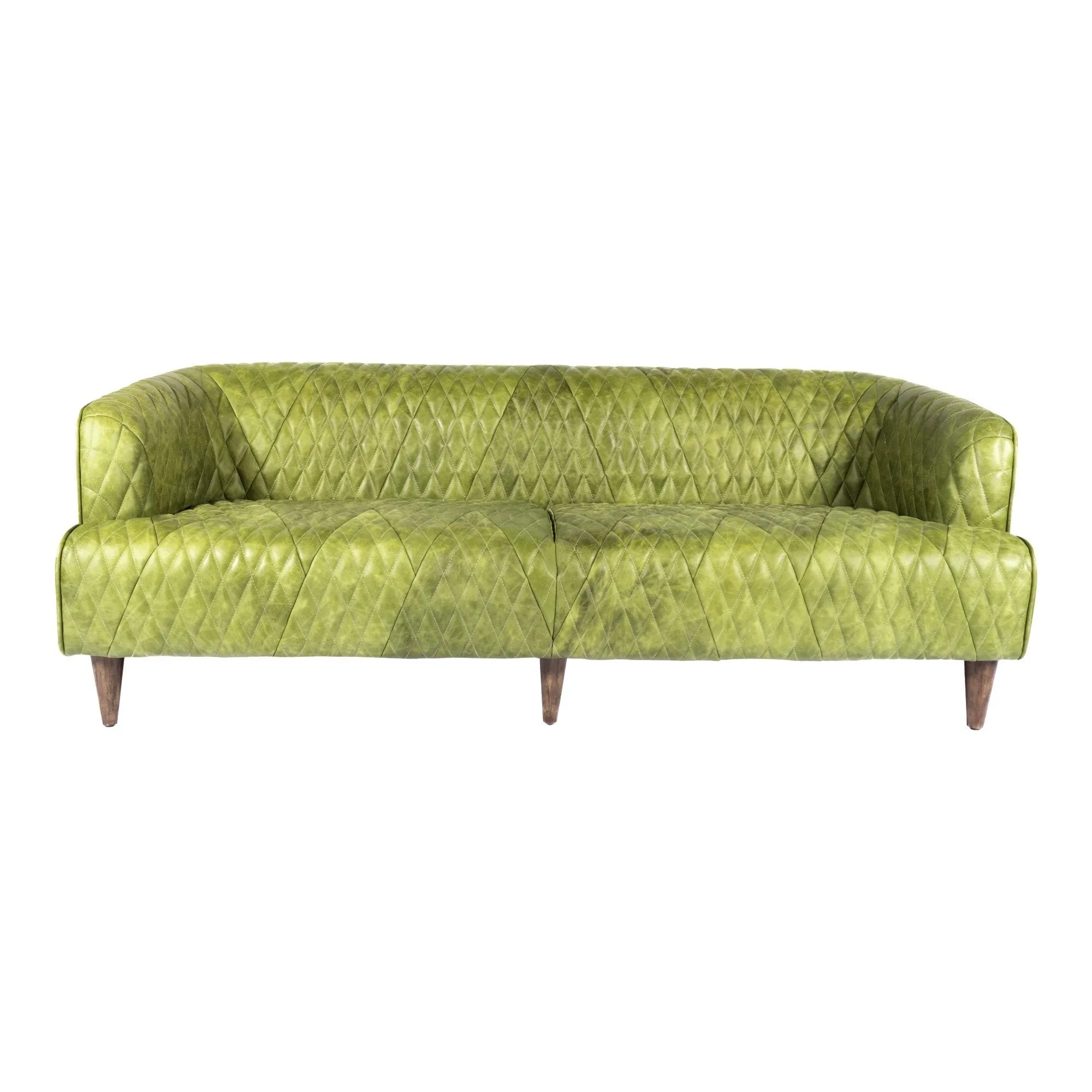 Magdelan Tufted Leather Sofa Jungle Grove Green Leather