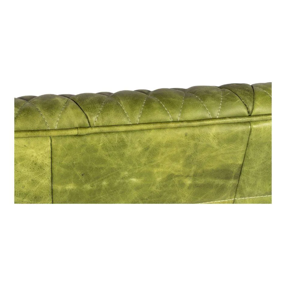 Magdelan Tufted Leather Sofa Jungle Grove Green Leather