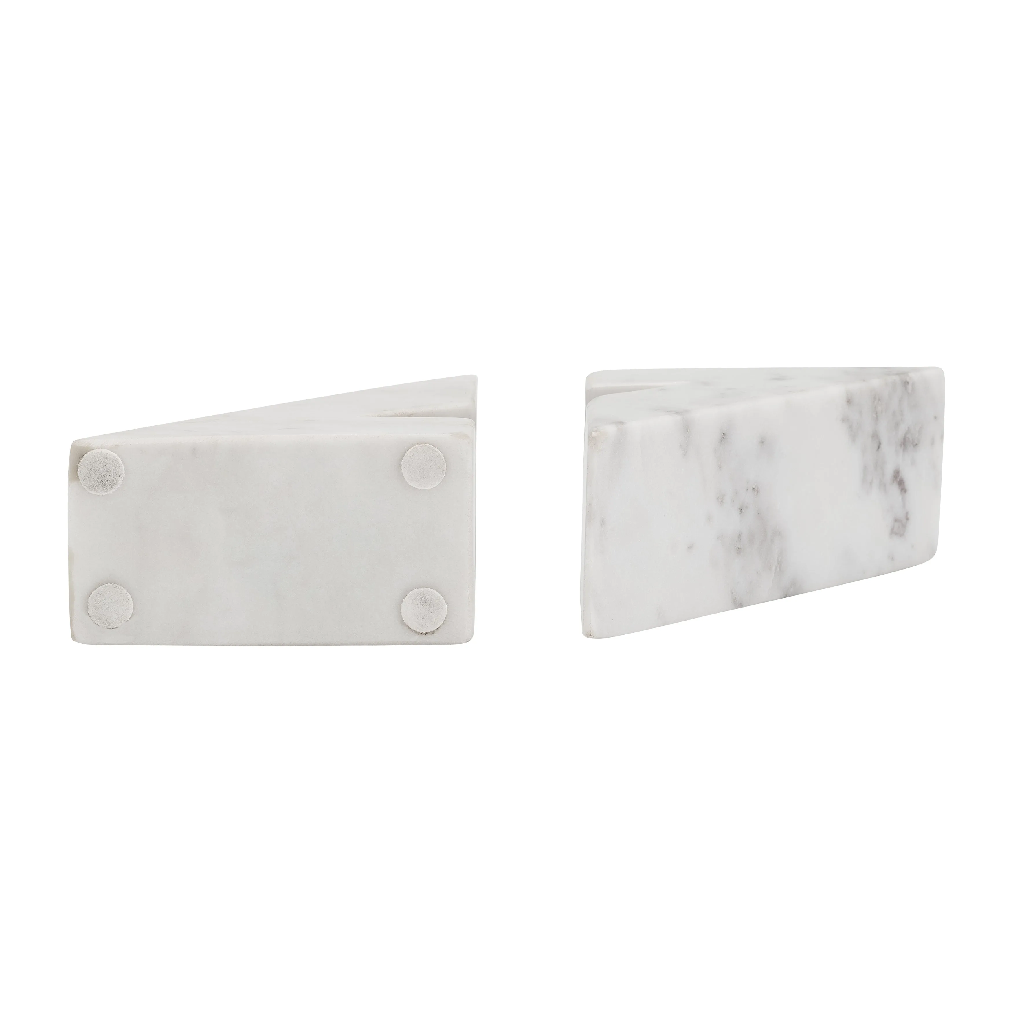 MARBLE, S/2 6"H RIGHT TRIANGLE BOOKENDS, WHITE