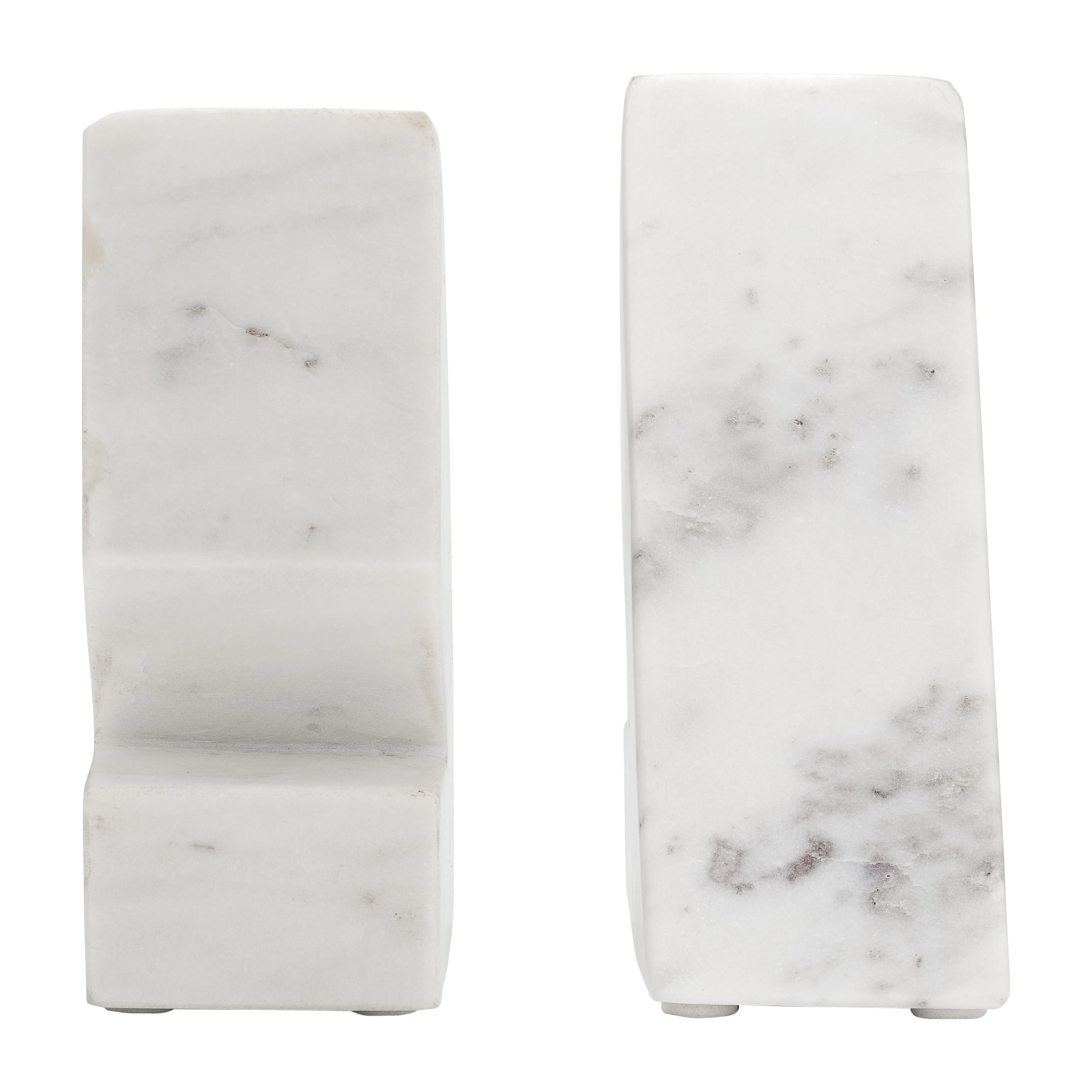 MARBLE, S/2 6"H RIGHT TRIANGLE BOOKENDS, WHITE