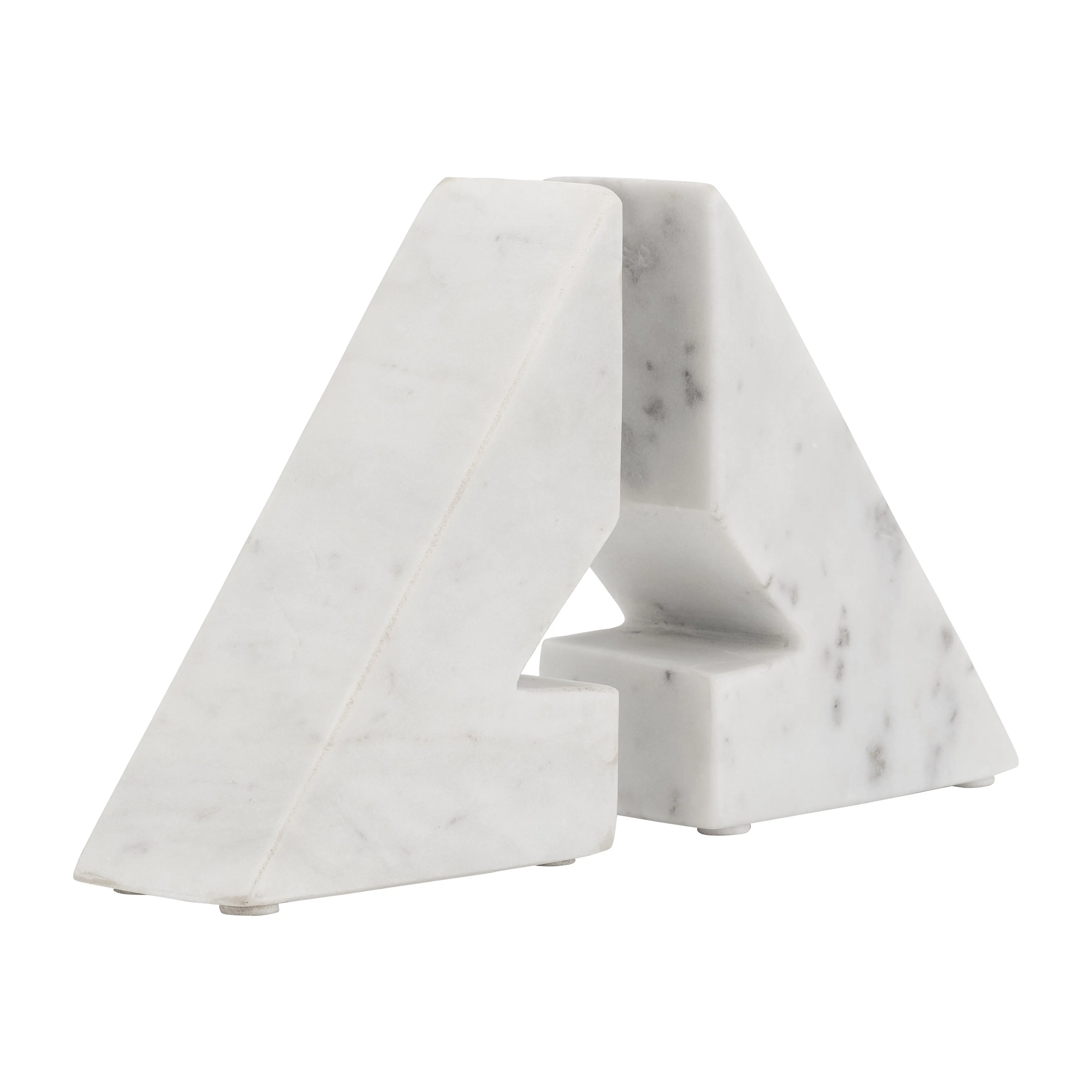 MARBLE, S/2 6"H RIGHT TRIANGLE BOOKENDS, WHITE