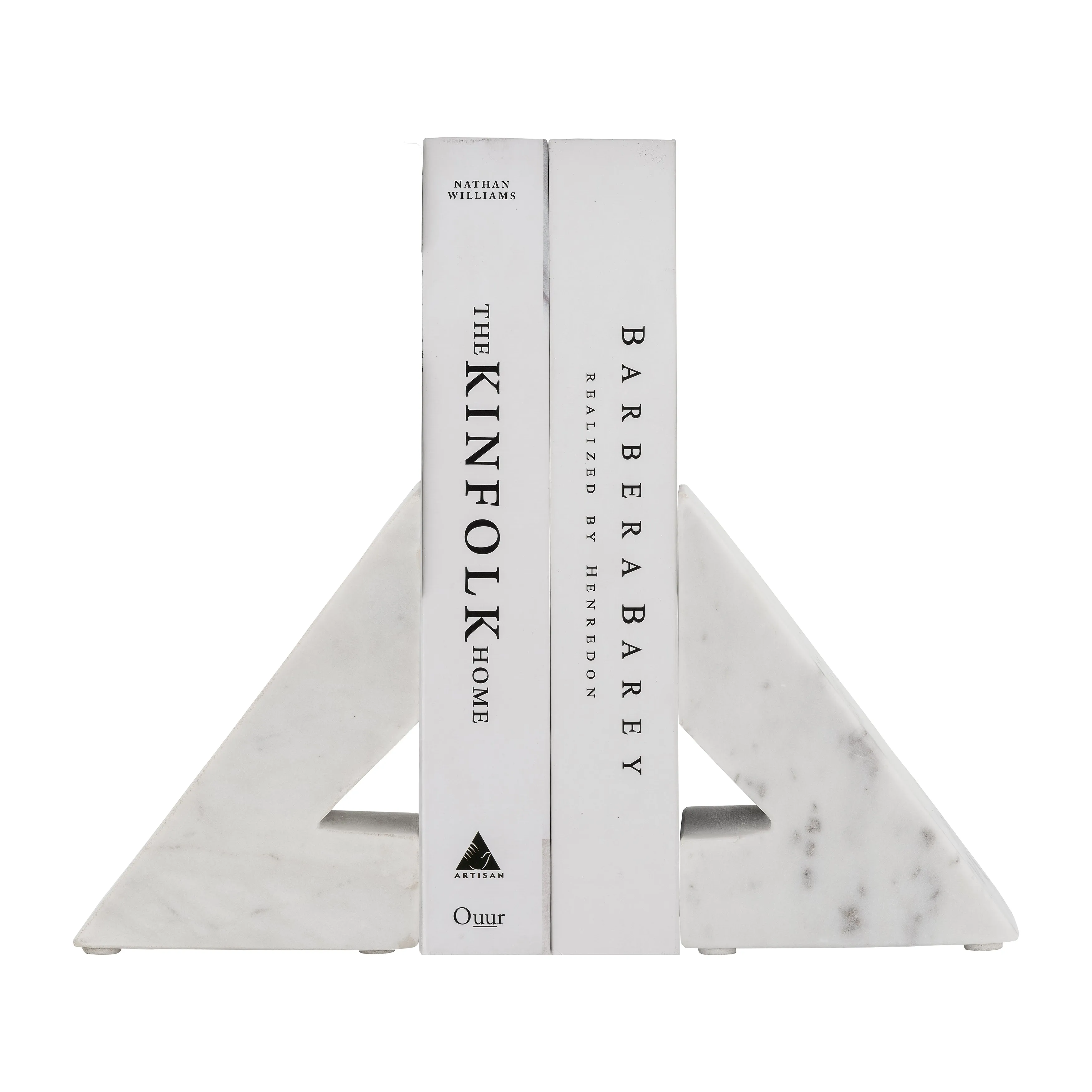 MARBLE, S/2 6"H RIGHT TRIANGLE BOOKENDS, WHITE