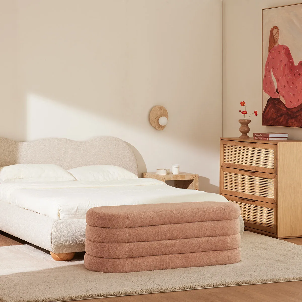 Mecca Fabric Oval Storage Ottoman
