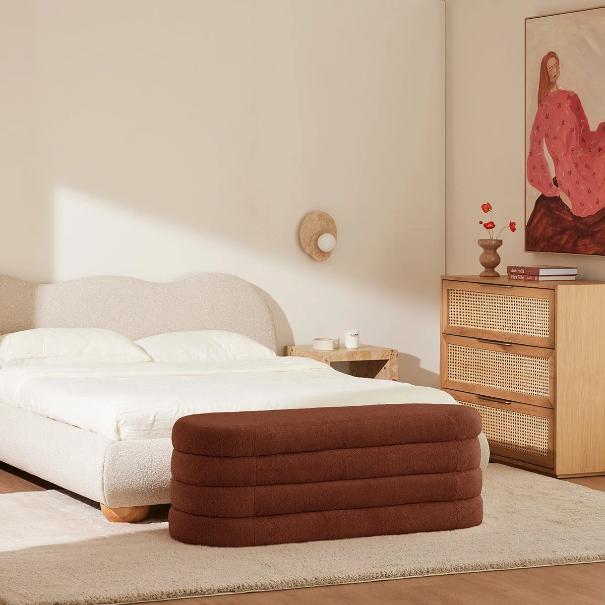 Mecca Fabric Oval Storage Ottoman