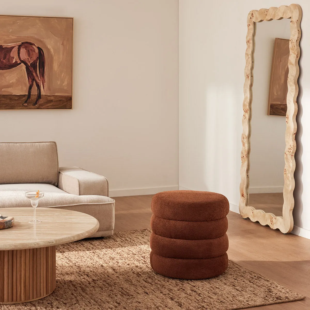 Mecca Fabric Round Storage Ottoman