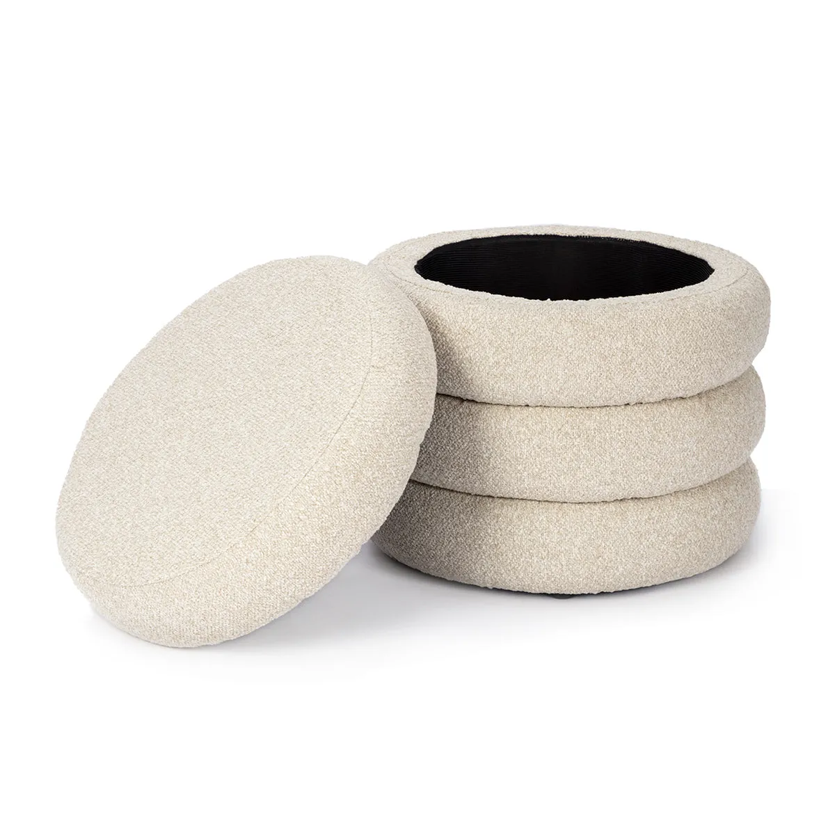 Mecca Fabric Round Storage Ottoman