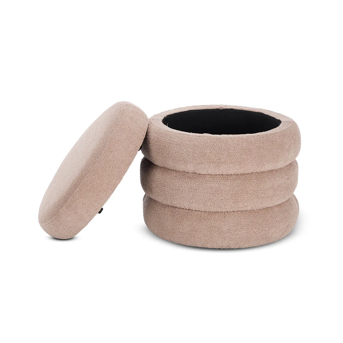 Mecca Fabric Round Storage Ottoman