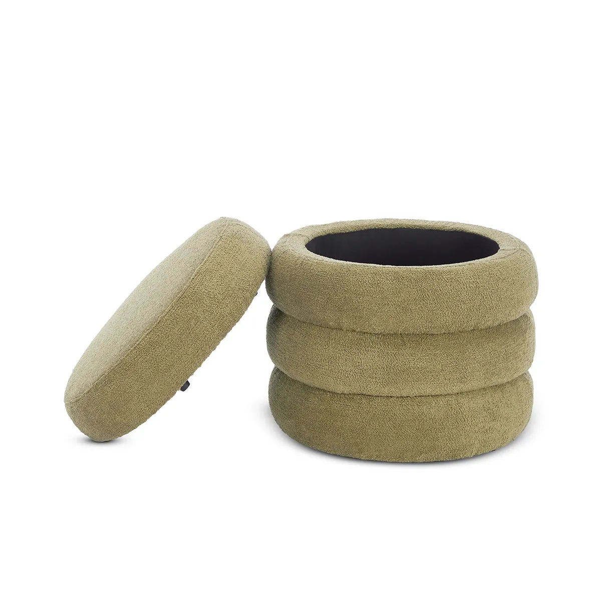 Mecca Fabric Round Storage Ottoman