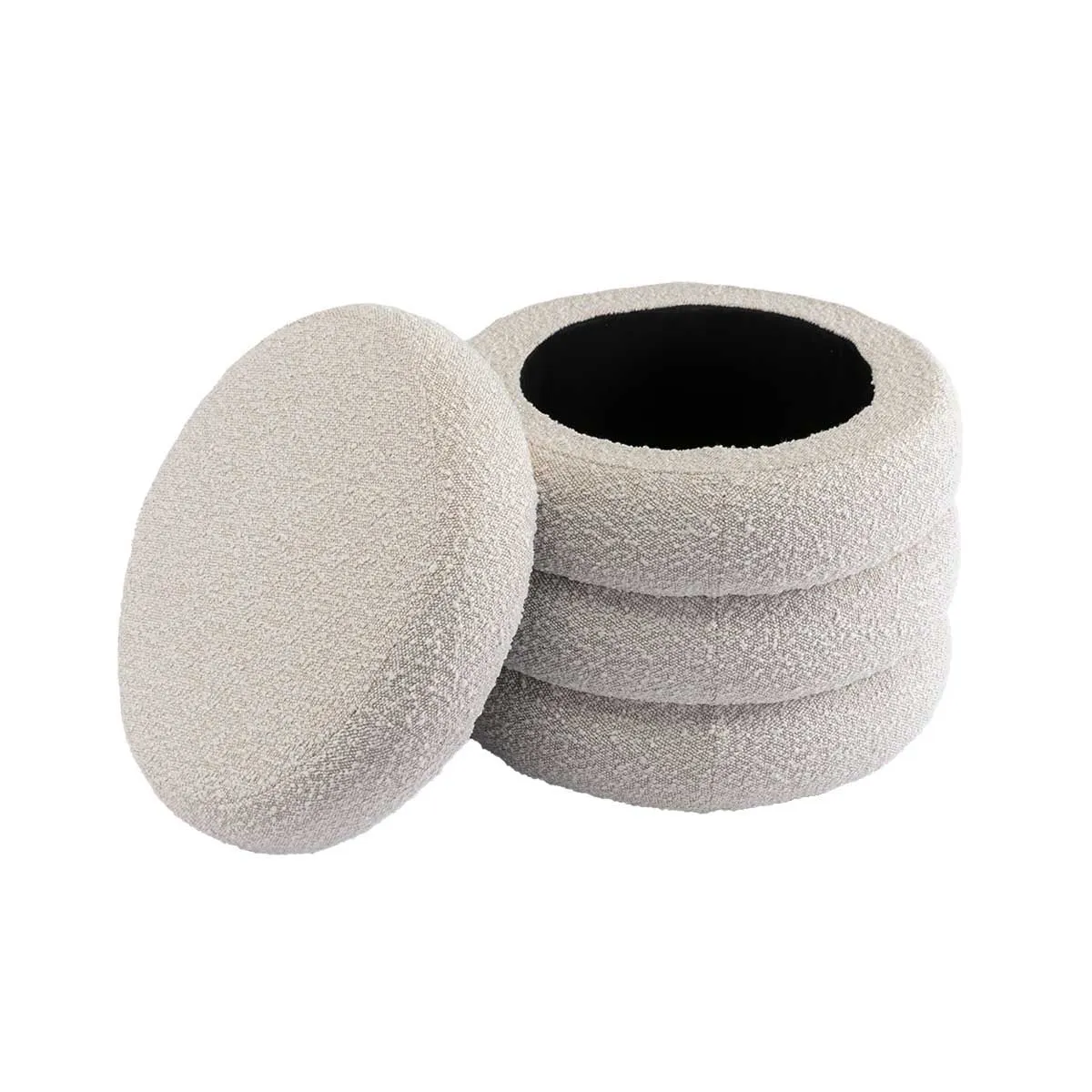 Mecca Fabric Round Storage Ottoman