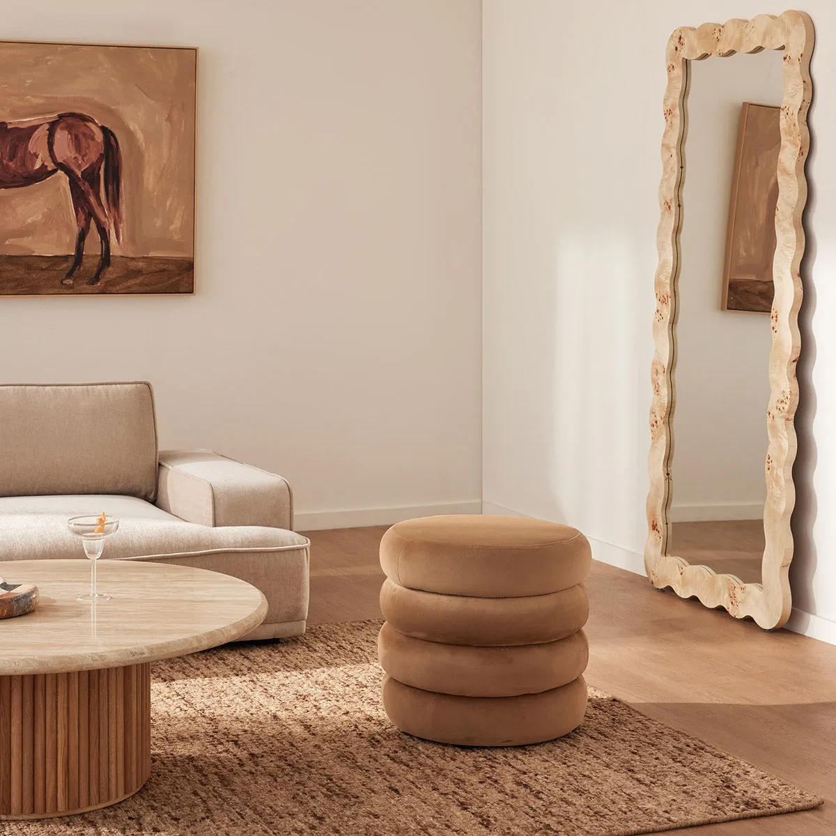 Mecca Velvet Round Storage Ottoman