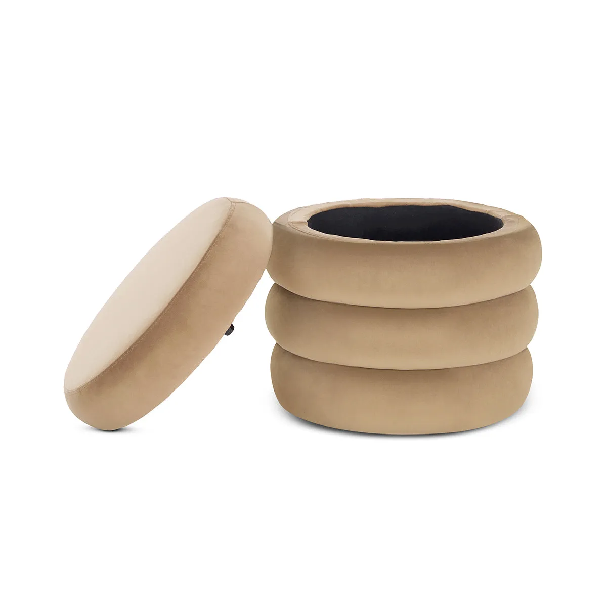 Mecca Velvet Round Storage Ottoman