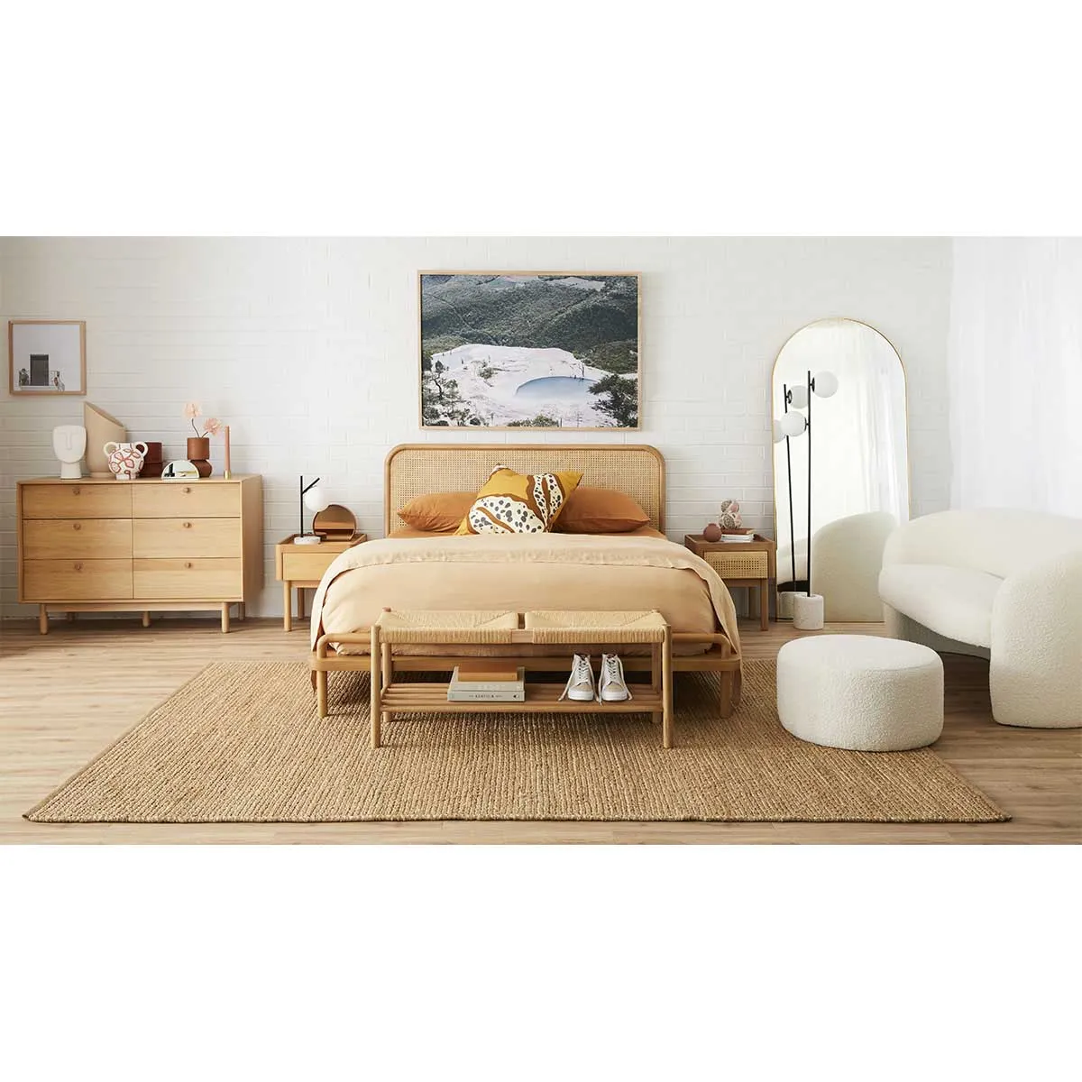 Memphis Boucle Round Ottoman