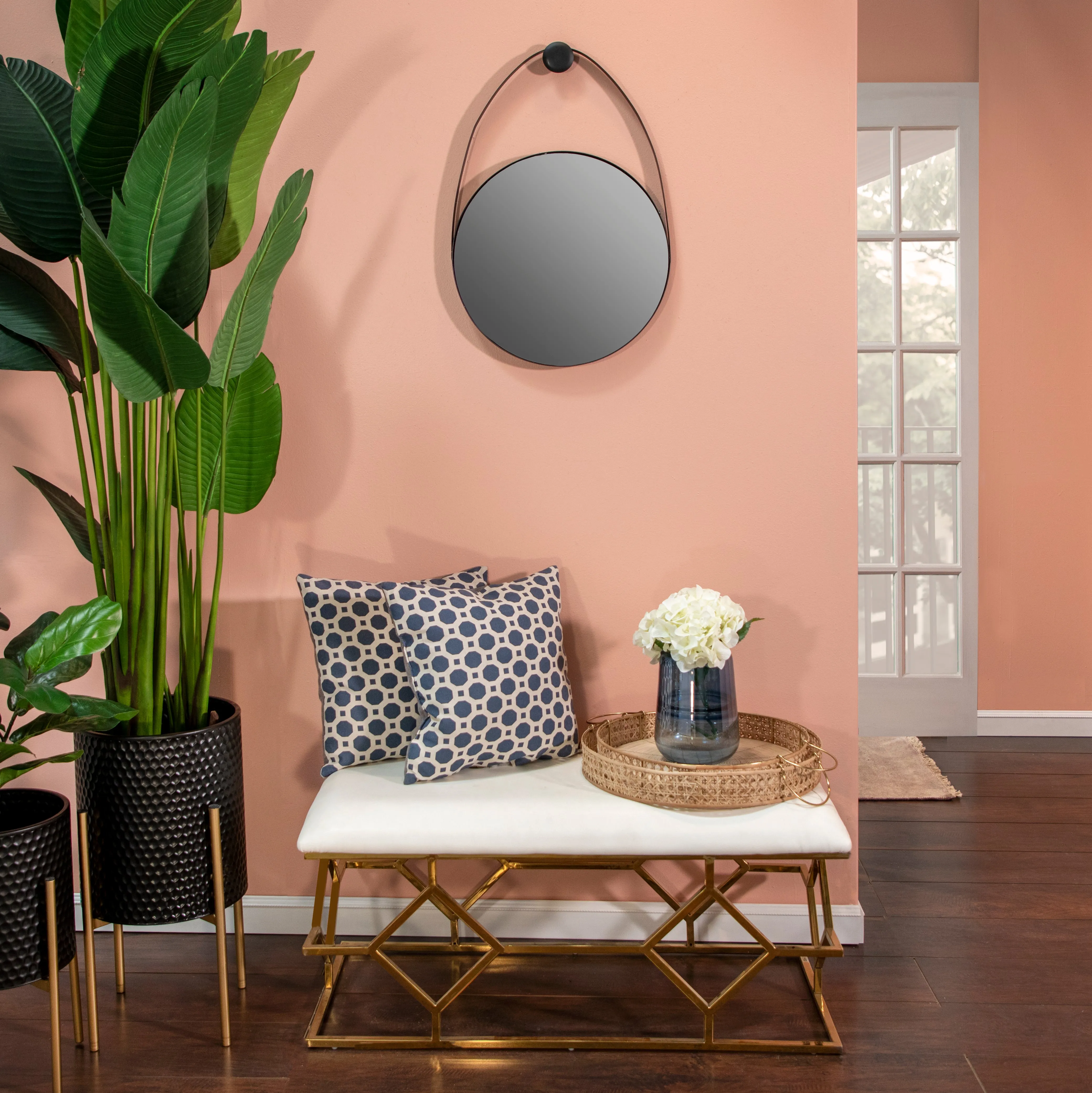 METAL 27" OVAL MIRROR, BLACK