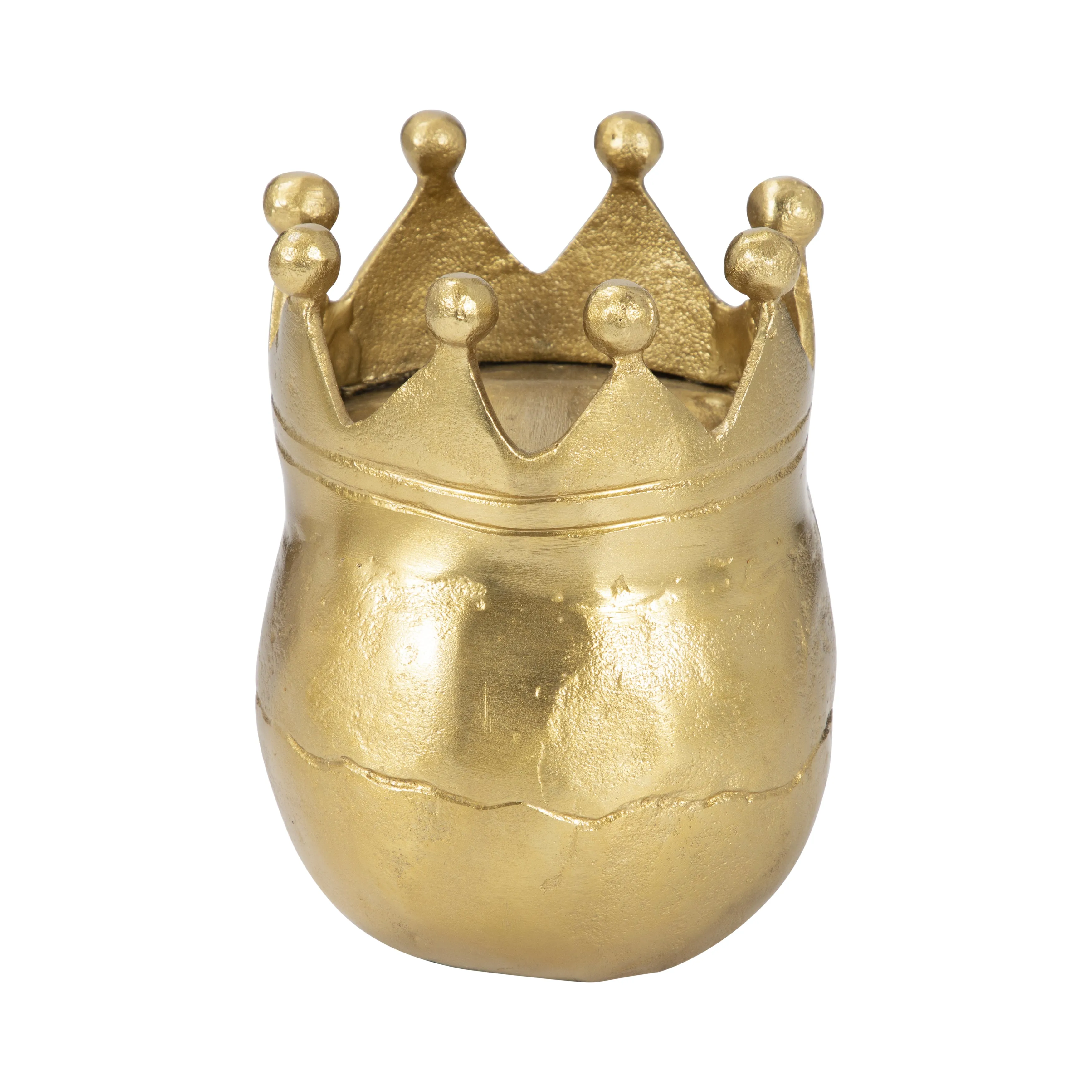 METAL, 8" SKULL WITH CROWN, GOLD