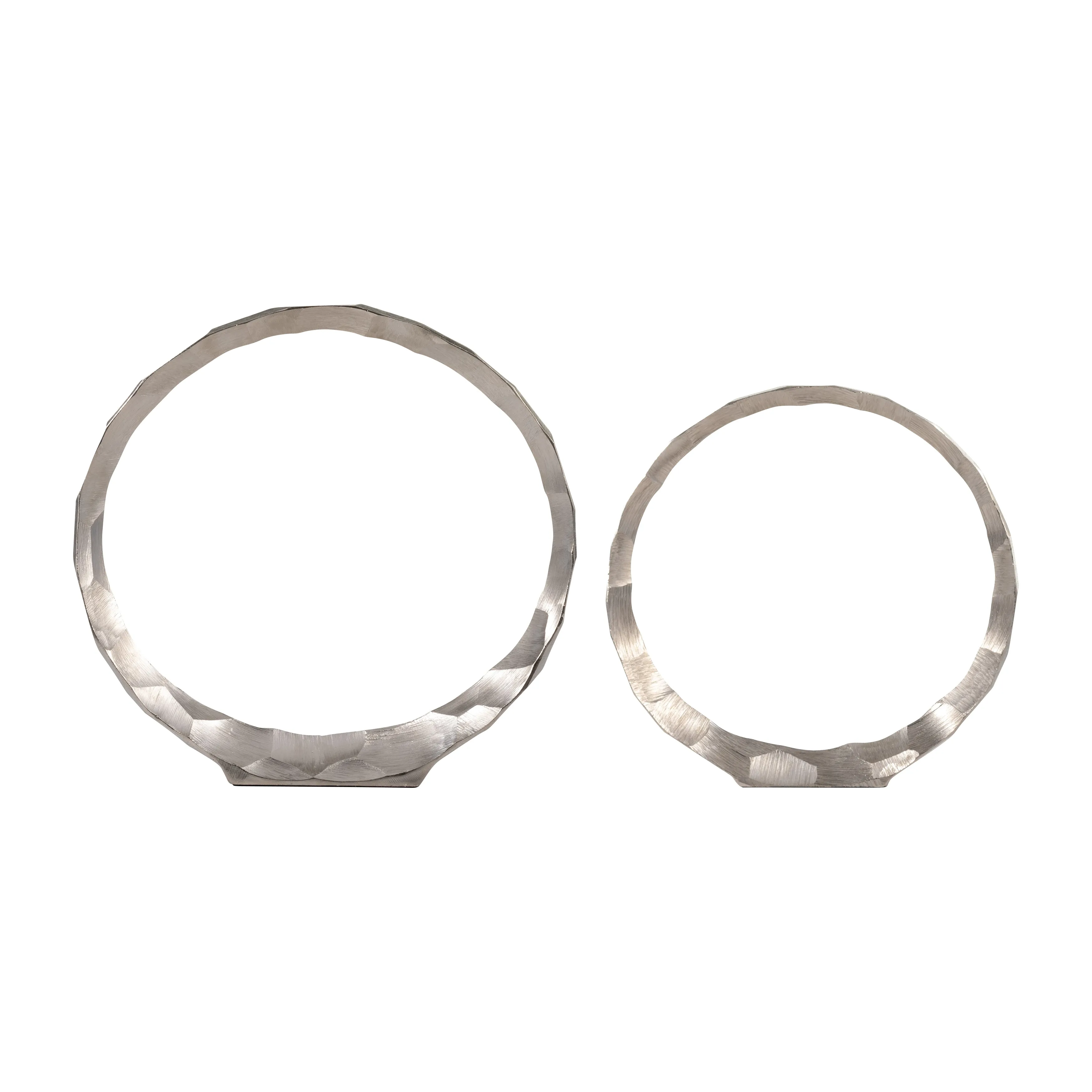 METAL, S/2, 14/17" HAMMERED DECORATIVE RINGS, SLVR