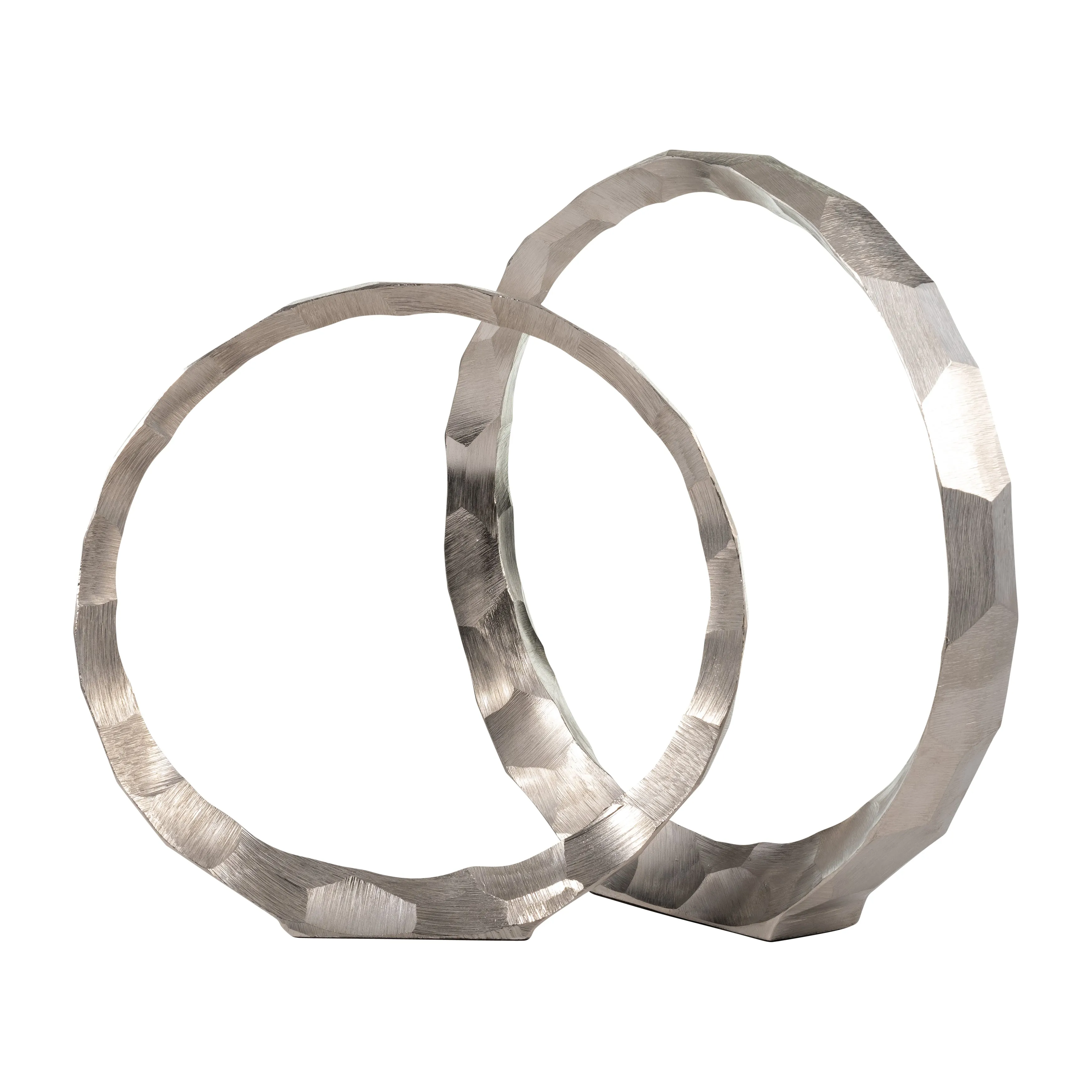 METAL, S/2, 14/17" HAMMERED DECORATIVE RINGS, SLVR