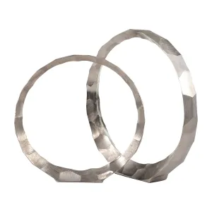 METAL, S/2, 14/17" HAMMERED DECORATIVE RINGS, SLVR