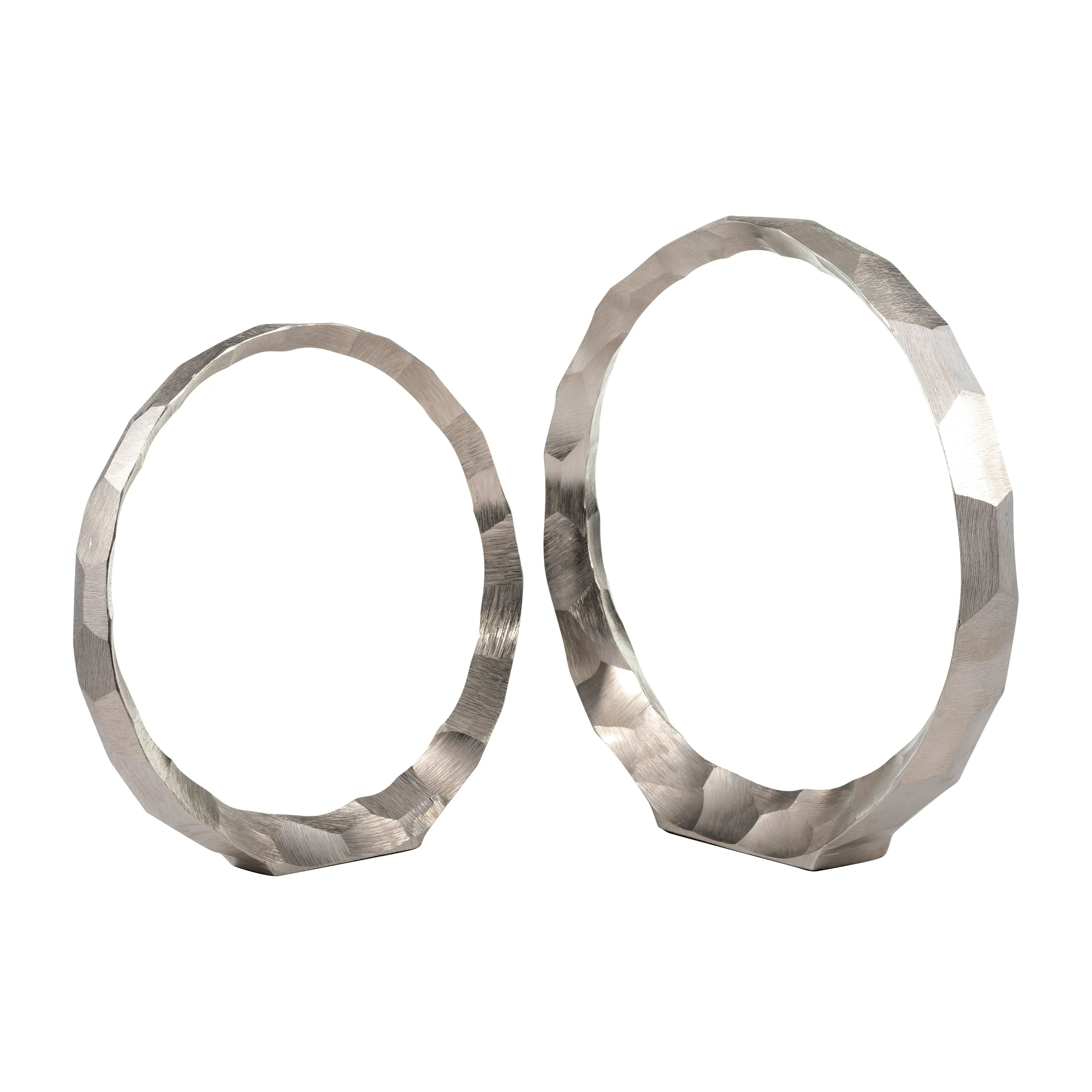 METAL, S/2, 14/17" HAMMERED DECORATIVE RINGS, SLVR
