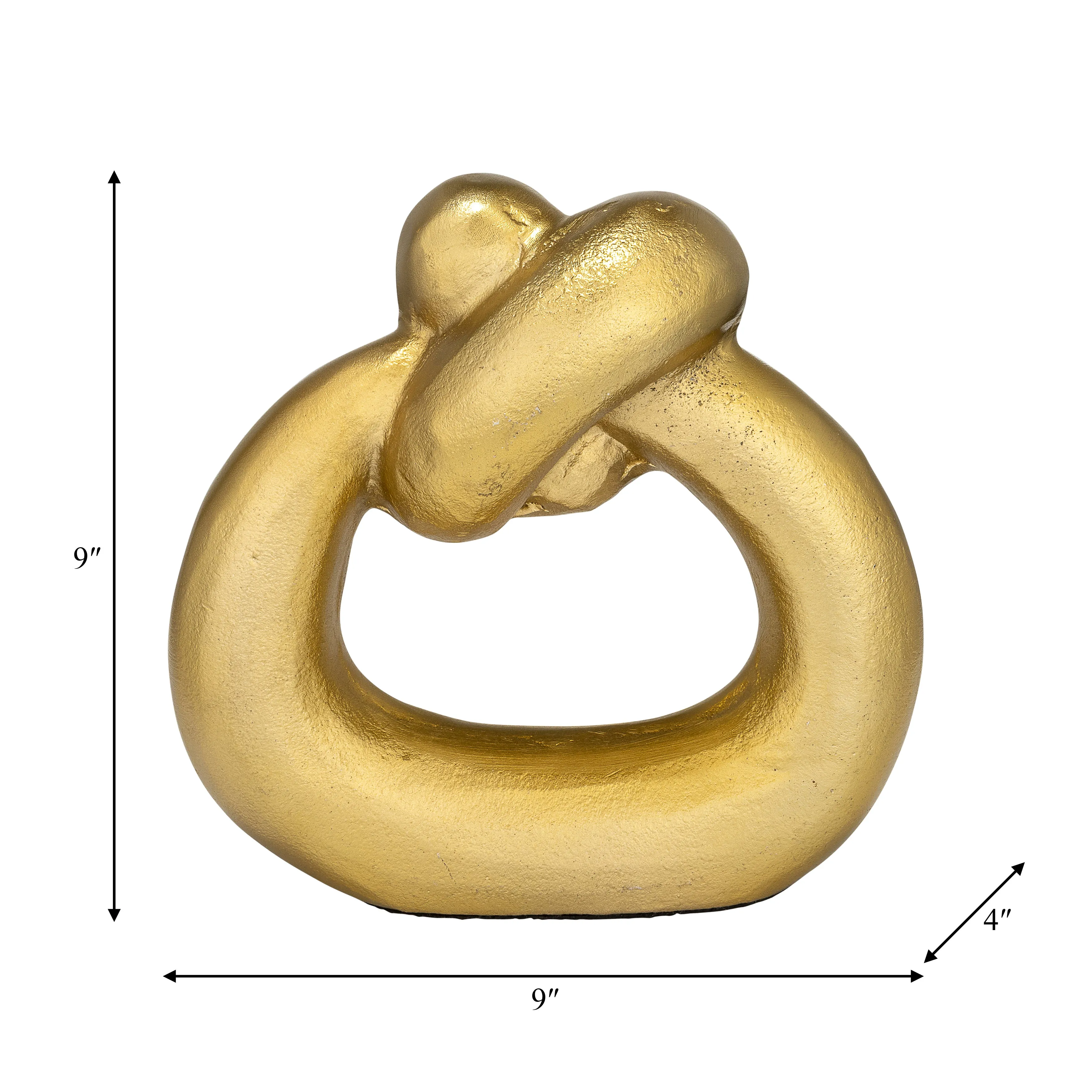 METAL,11"H,BROAD KNOT RING SCULPTURE,GOLD