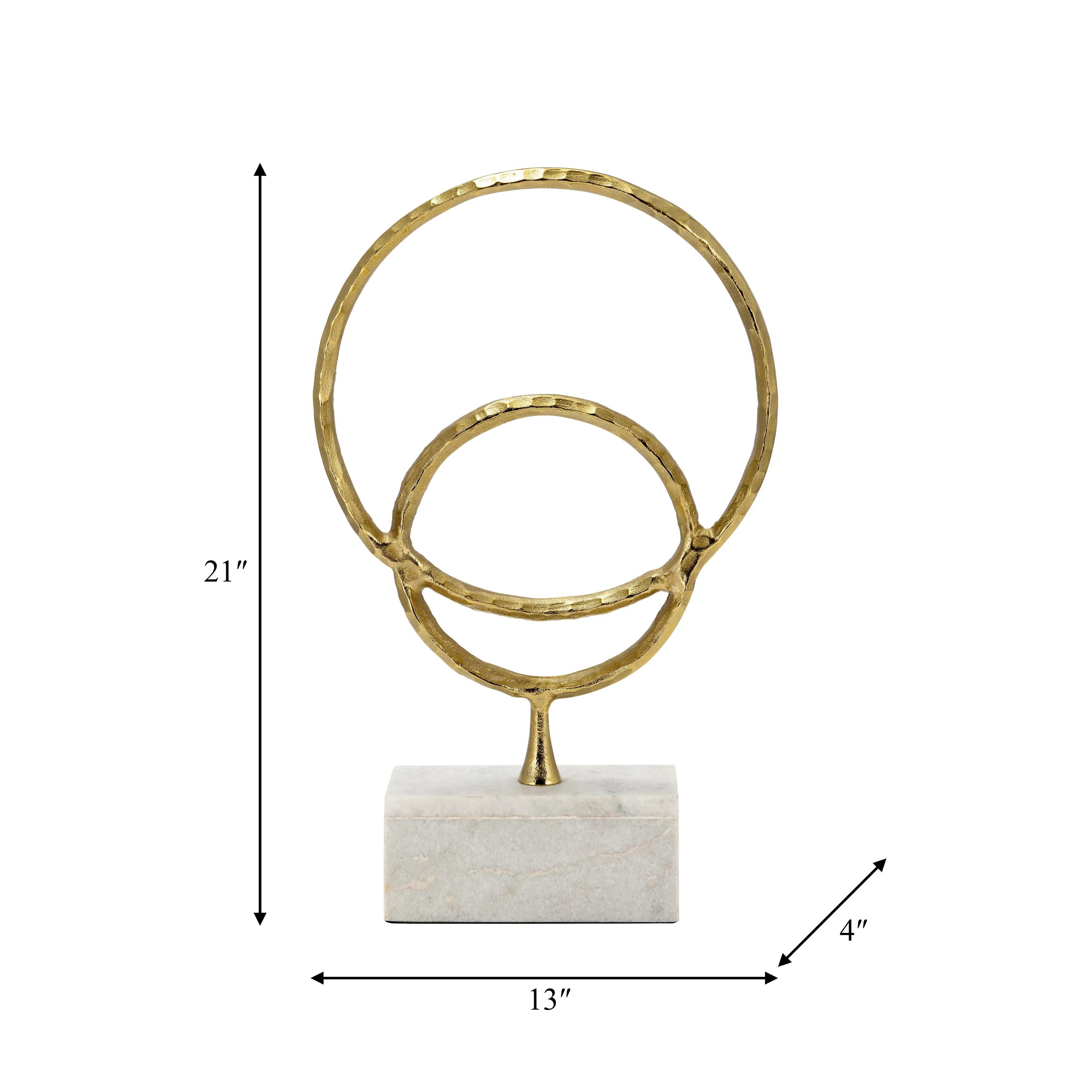 METAL/MARBLE, 21"H DOUBLE RING ACCENT, GOLD