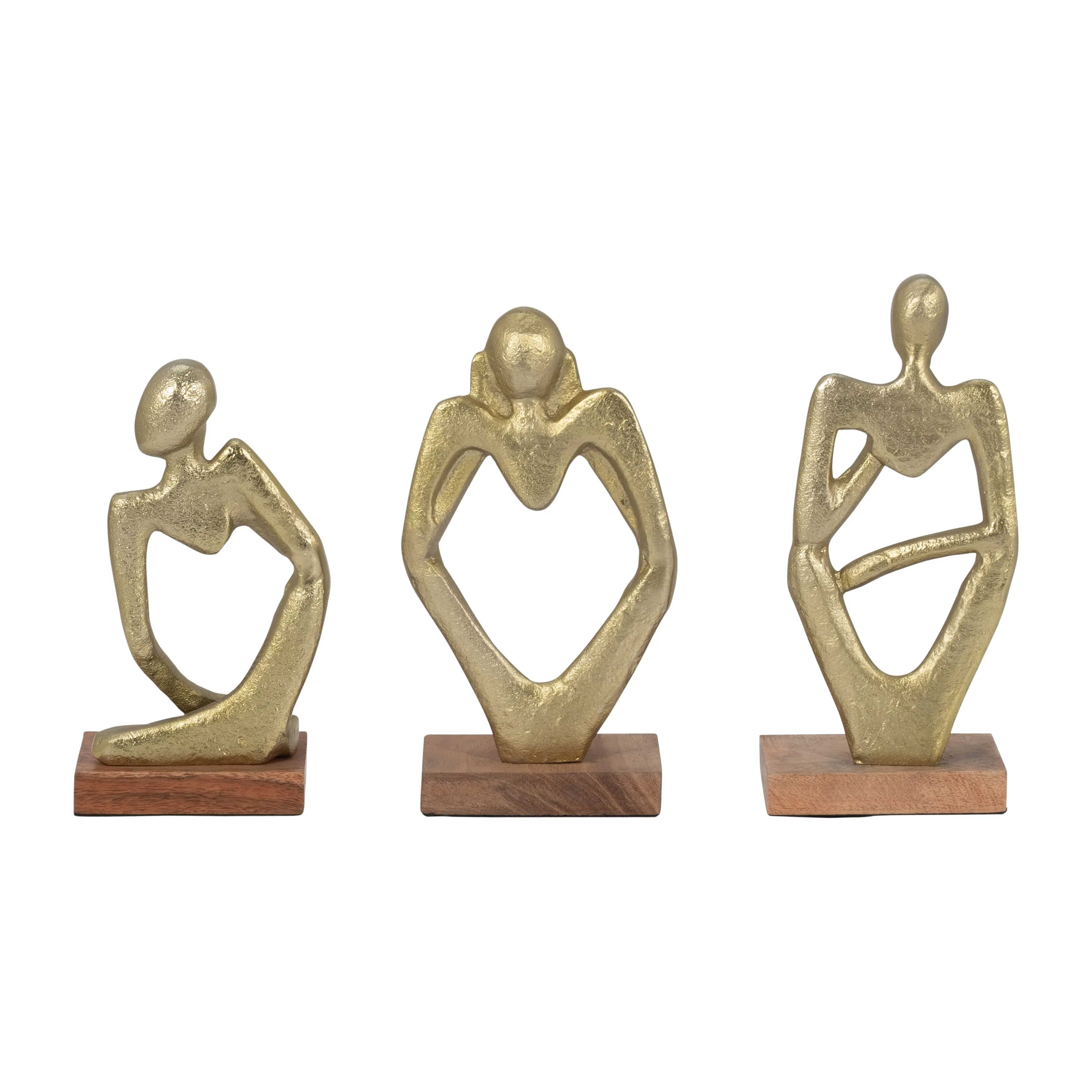METAL/WOOD, S/3 9" DEEP THOUGHTS, GOLD
