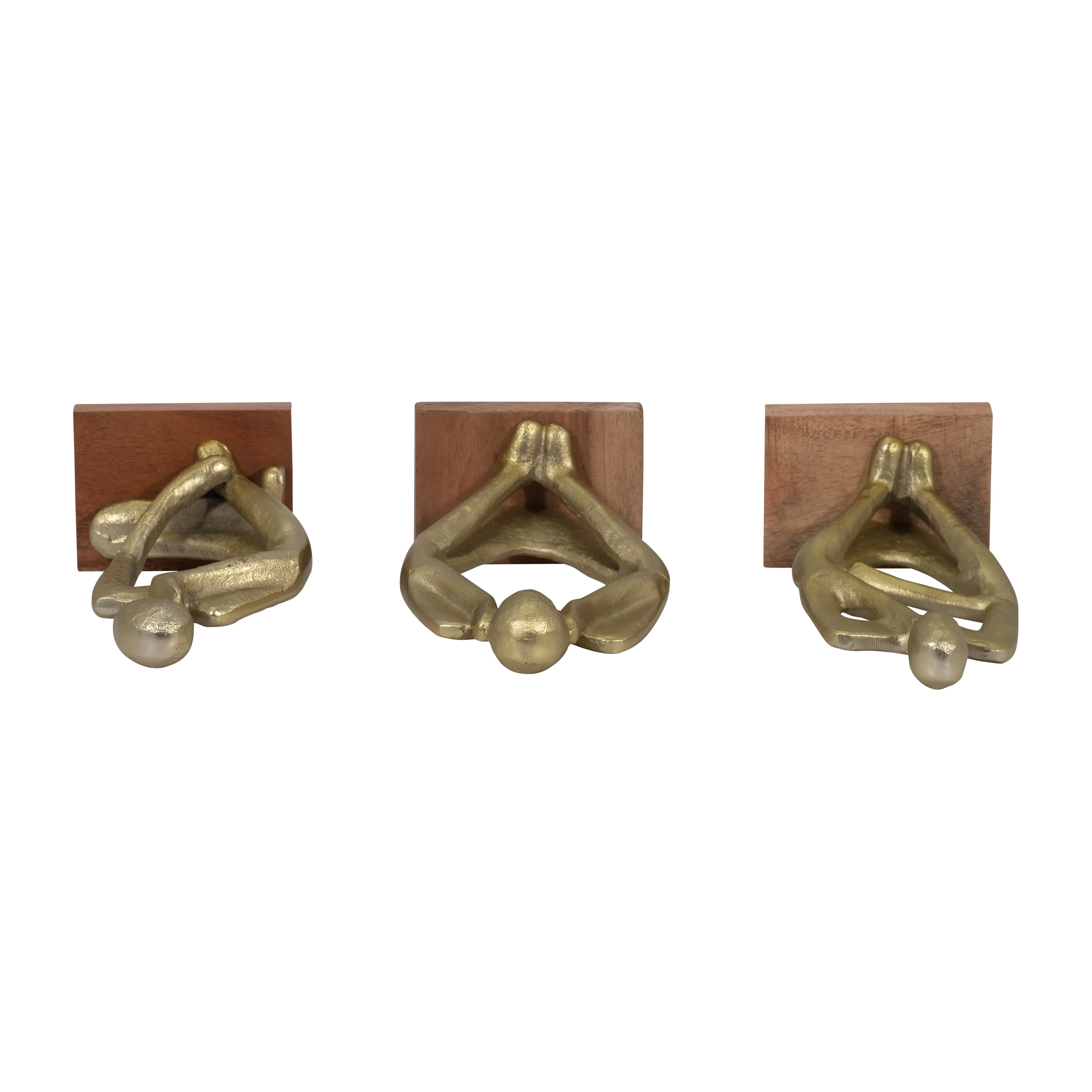 METAL/WOOD, S/3 9" DEEP THOUGHTS, GOLD