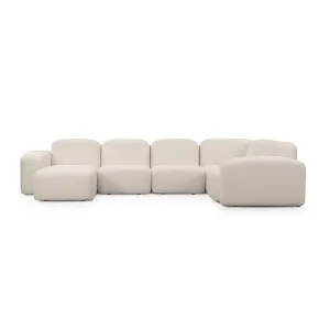 Muse 5 Piece LAF Modular Chaise Sofa (Bronte Whipped Cream)