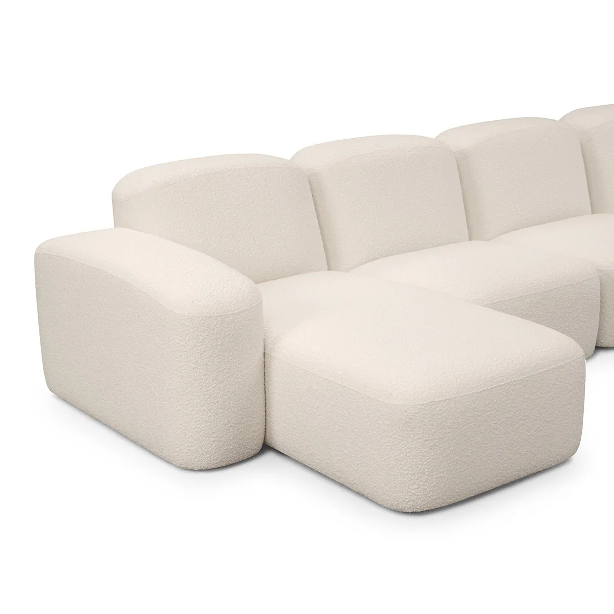 Muse 5 Piece LAF Modular Chaise Sofa (Bronte Whipped Cream)