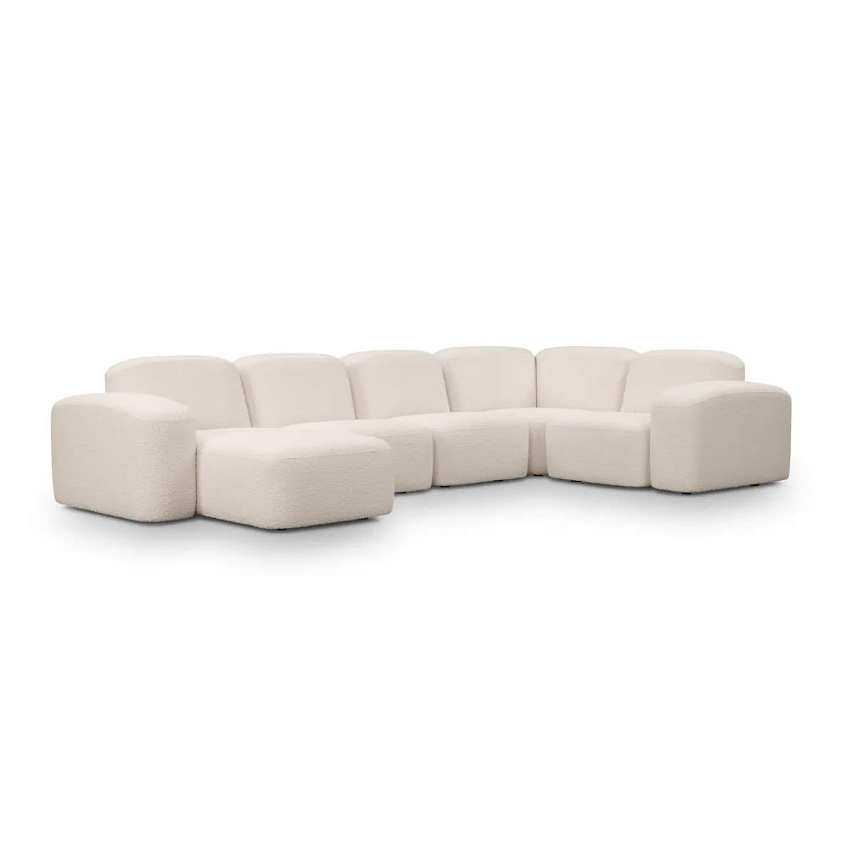 Muse 5 Piece LAF Modular Chaise Sofa (Bronte Whipped Cream)