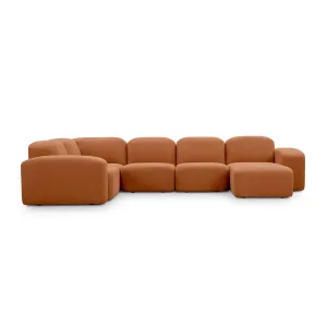 Muse 5 Piece RAF Modular Chaise Sofa (Cabarita Hazel)