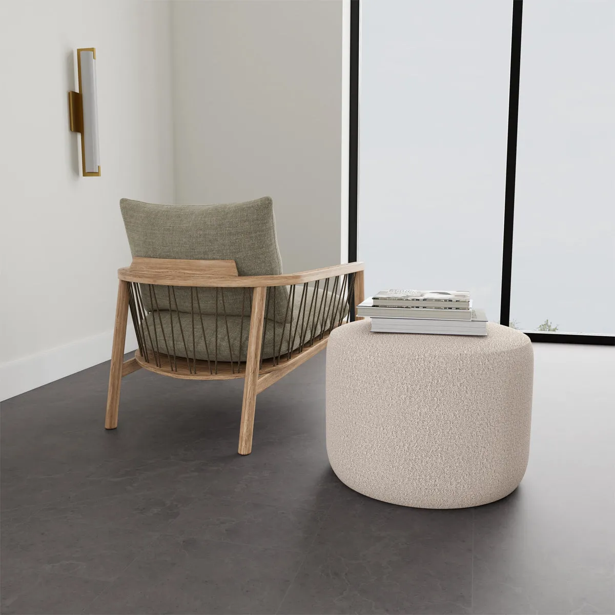 No. 9 Boucle Ottoman