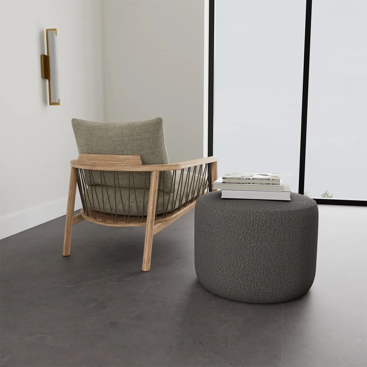 No. 9 Boucle Ottoman