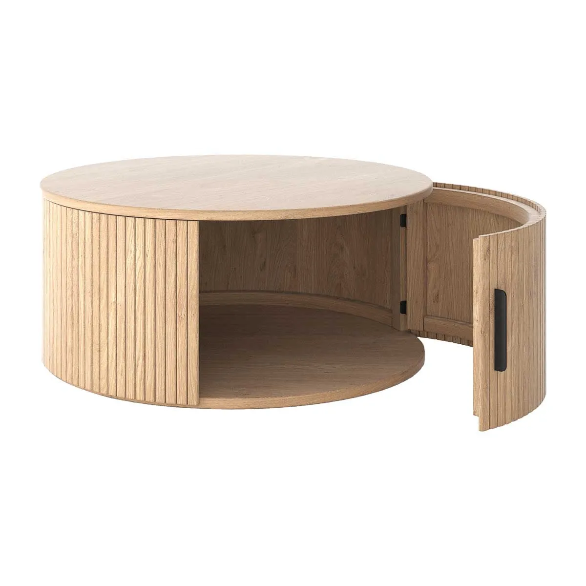 Noir Round Storage Coffee Table (80cm)
