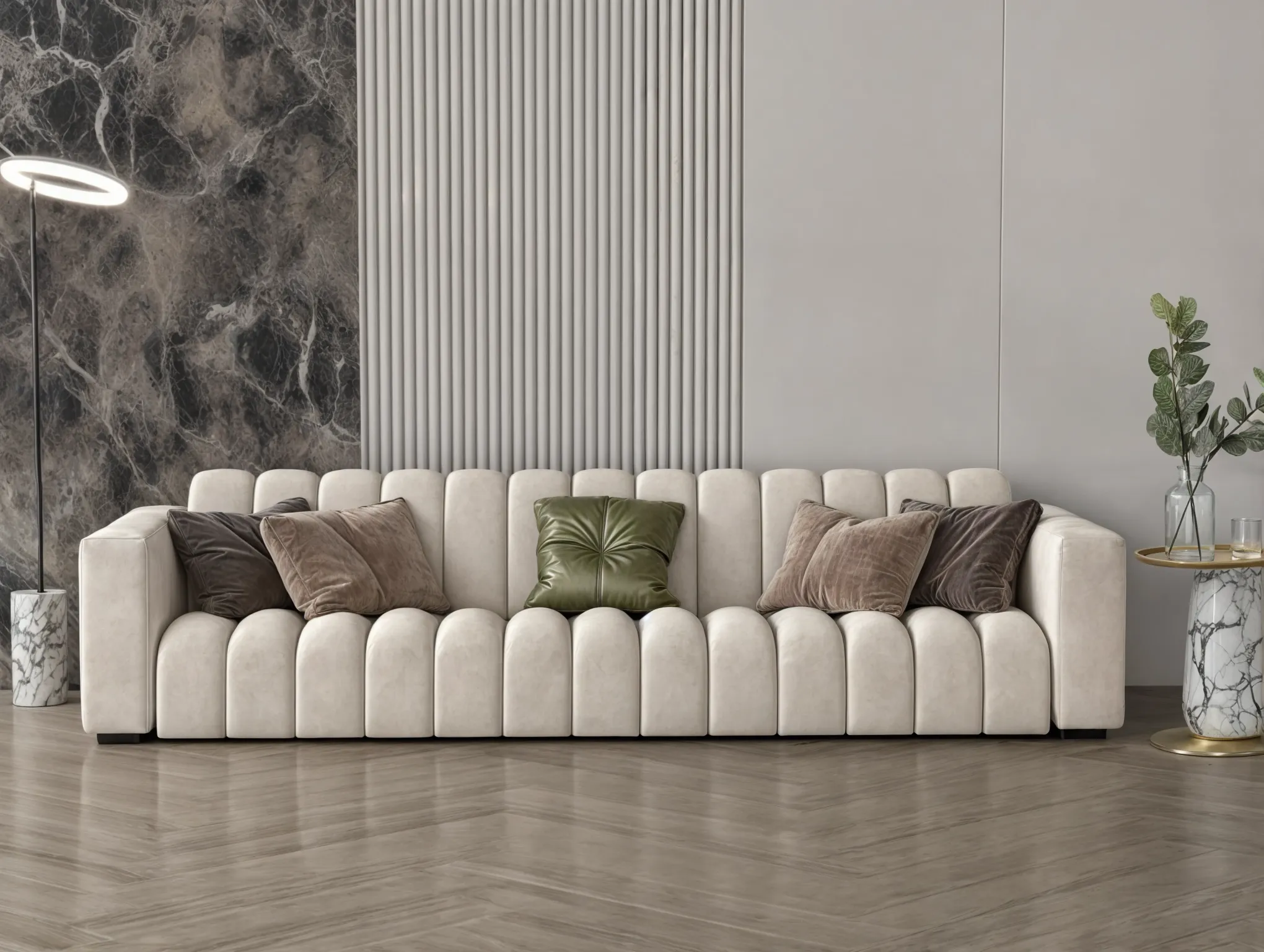 Off-White milky velvet sofa 450x85x43 cm