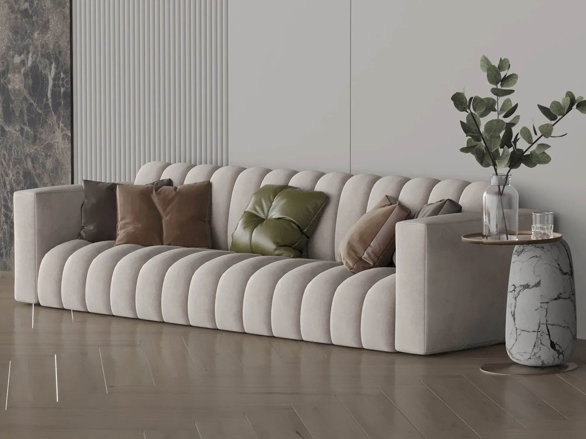 Off-White milky velvet sofa 450x85x43 cm