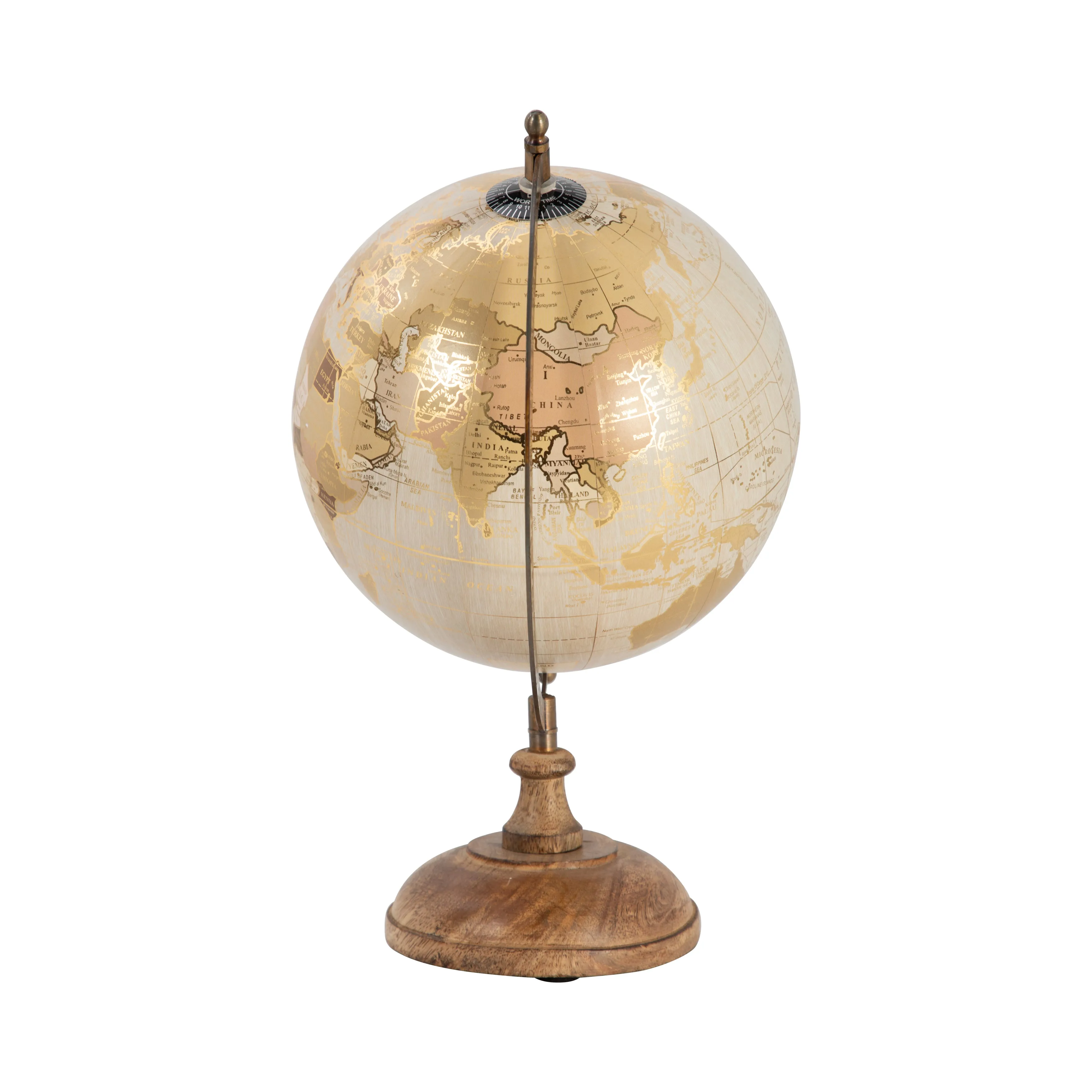 PLASTIC, 13" DECORATIVE GLOBE, GOLD